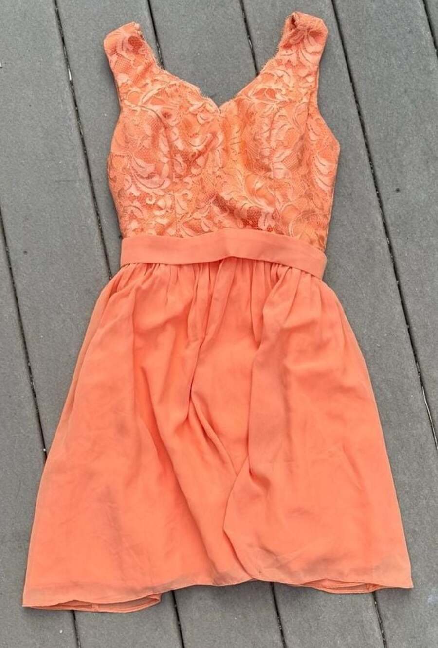 Angel Formal Dresses Coral Lace Bodice A-line Chiffon Dress